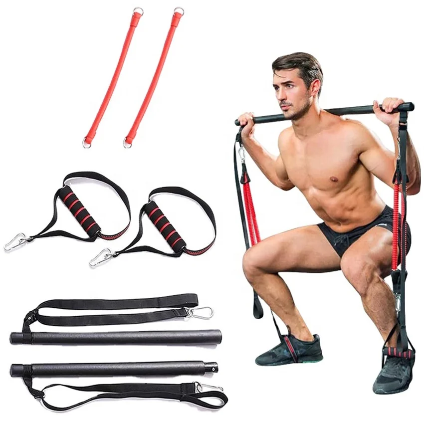 

Muscle Tension Bar With Resistance Bands Rubber Loops Trainer Body Workout Fitness Equipment Home Gym Pull Rope Stick 1