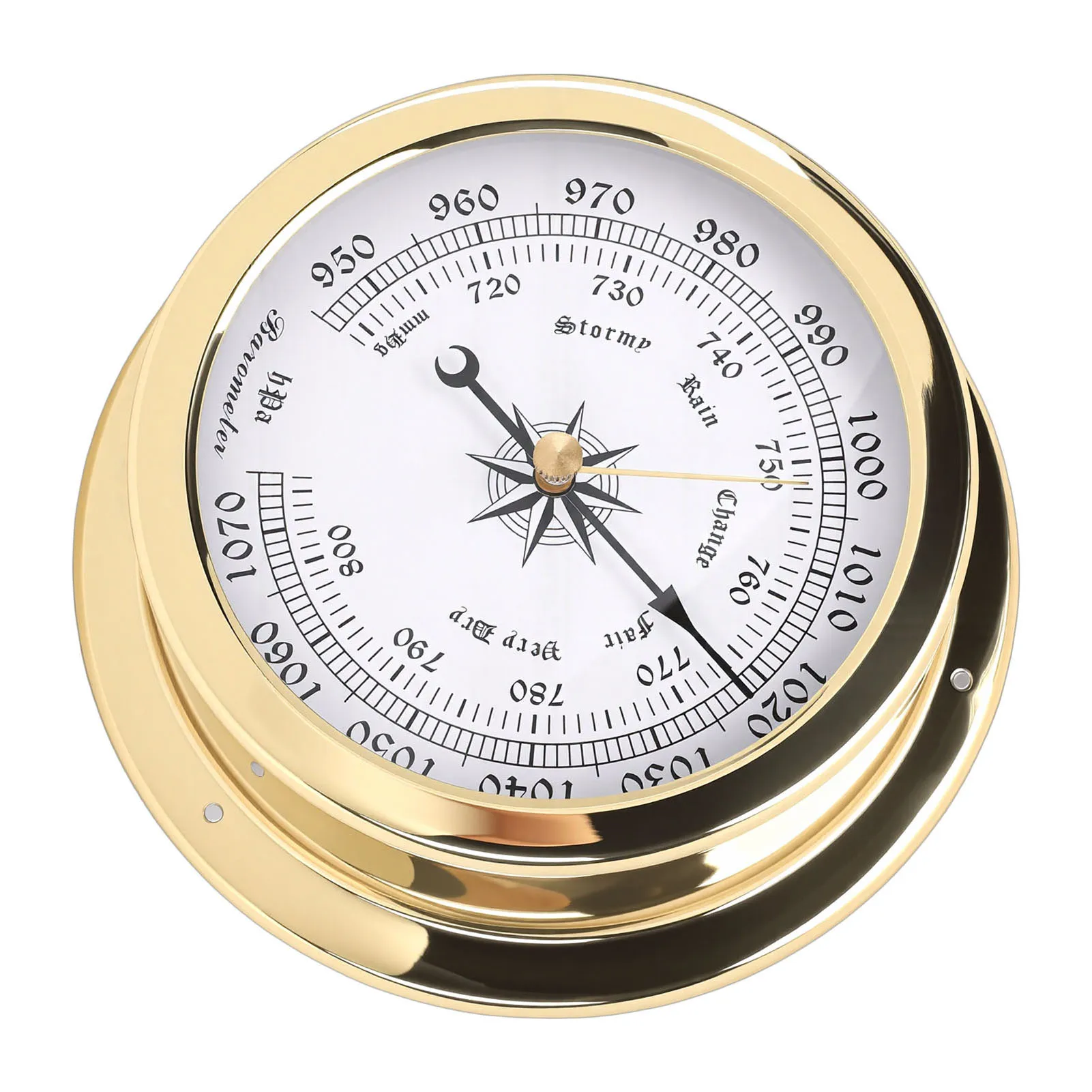 4.7Inch Boat Brass Barometer Accurate Air Pressure Measurement for Yachts Cargo Ships Vessels Boat Accessories