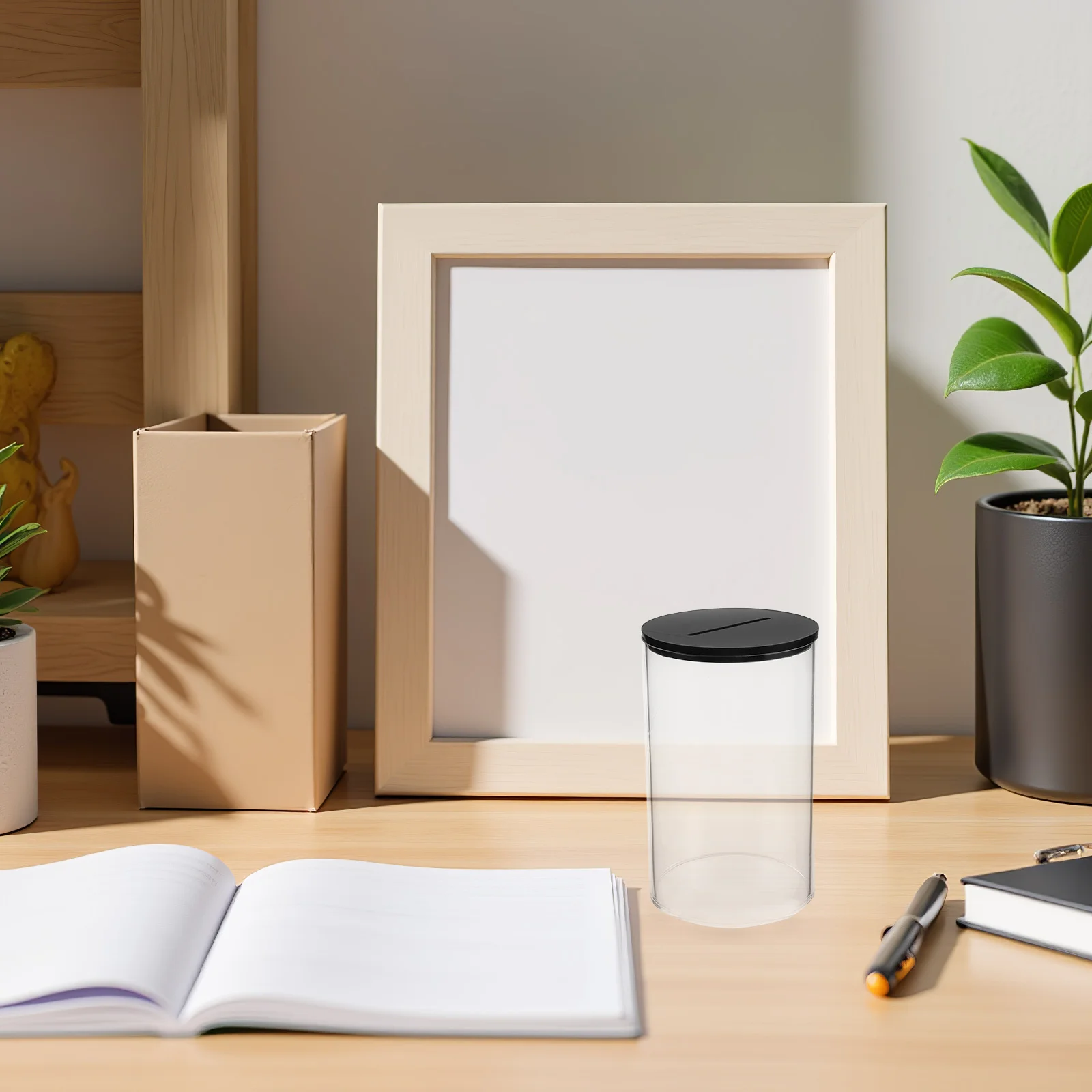 

Sturdy Clear Money Saving Box Modern Design Cash Tips Container for Home and Business Use Transparent Acrylic Jar