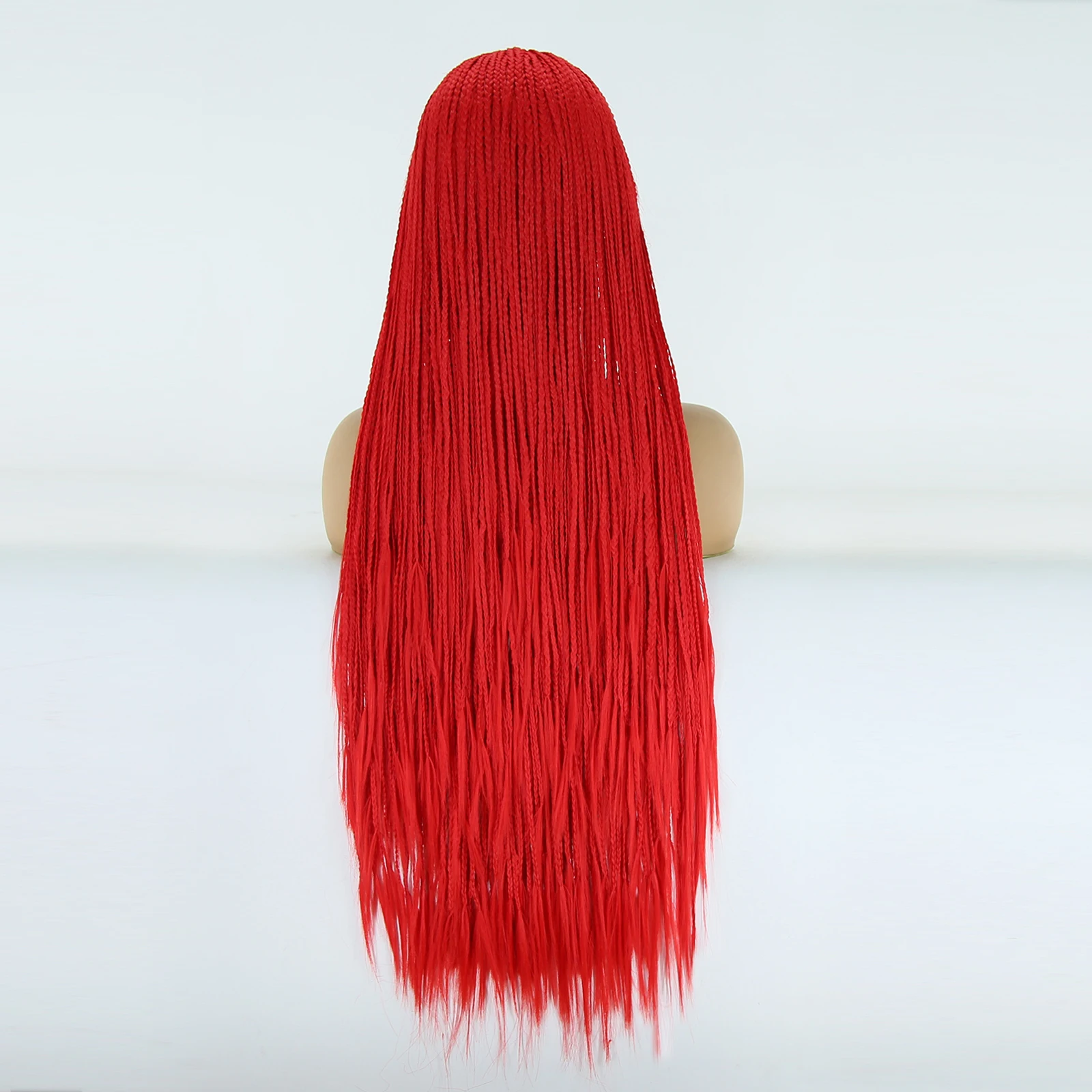 Thiswig Red Micro Braided Synthetic Lace Front Braid Wigs for Black Women Daily Wear High Temperature Resistance Braided Hair