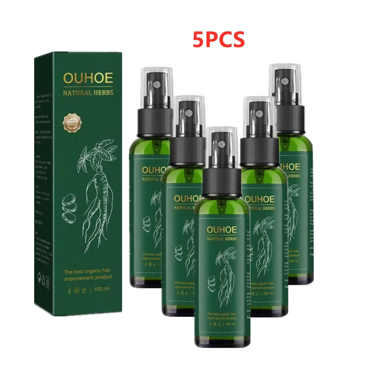 

5PCS OUHOE Ginseng Serum Oil With Biotin Essential Liquid Strengthen Hair Root Nourishes Hair Repairing