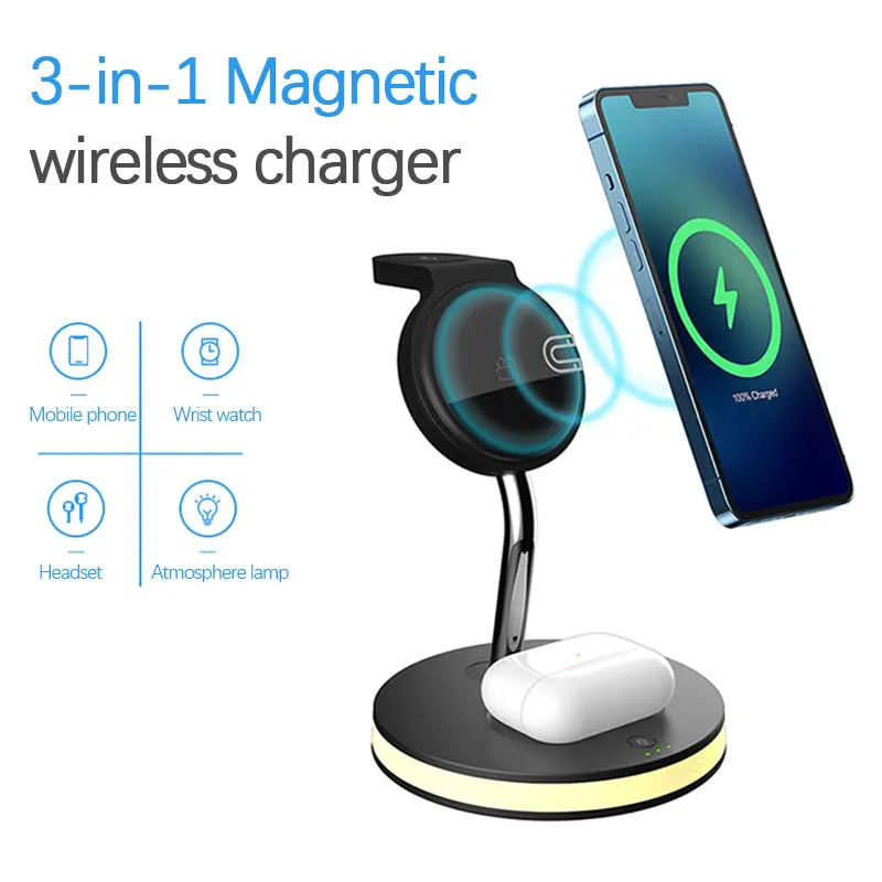 5 In 1 Wireless Charger Stand For 14 13 12 11 8 Watch Qi Fast Charging Dock Station for IWatch 7 6