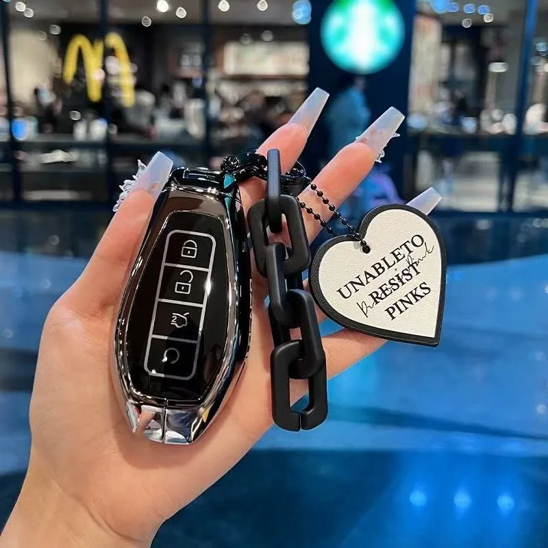 Premium Zinc Alloy Key Cover Case for Denza N8L/Z9/Z9GT/N9/N7/N8/D9/D9 DMI - Protective Key Fob Shell Key Bag Chain