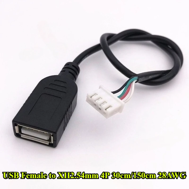 USB Female head to Dupont/MX1.25/PH2.0/XH2.54mm 4Pin Terminal Data Wire Length 30/150cm 28AWG Electronic Wire Touch Screen Cord