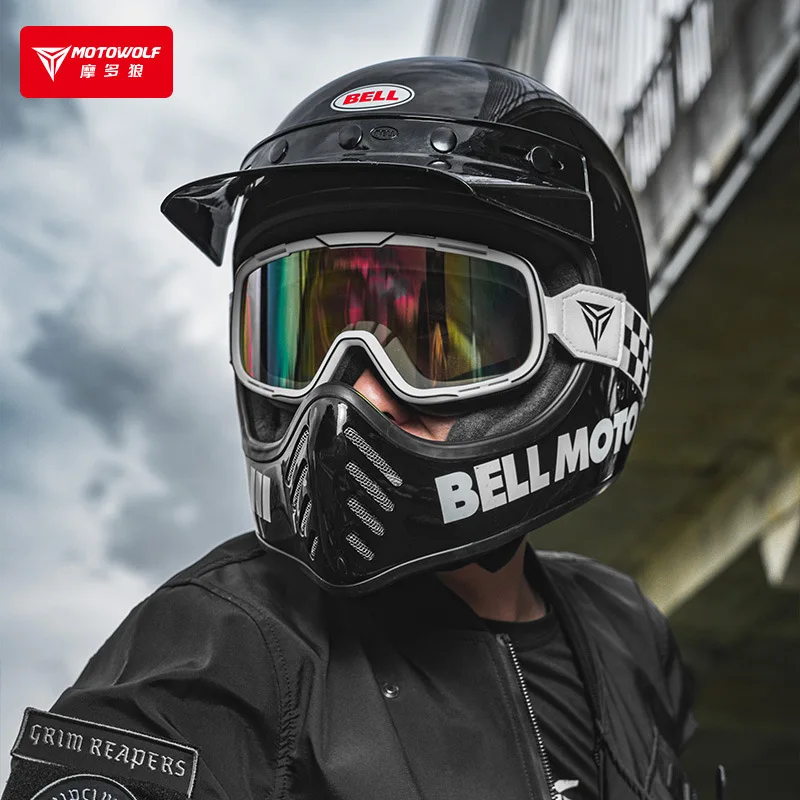 MOTOWOLF Vintage Motorcycle Goggles Color Plated Lens Motocross Glasses Sking Off Road Dirt Bike ATV Riding Helmet Goggles