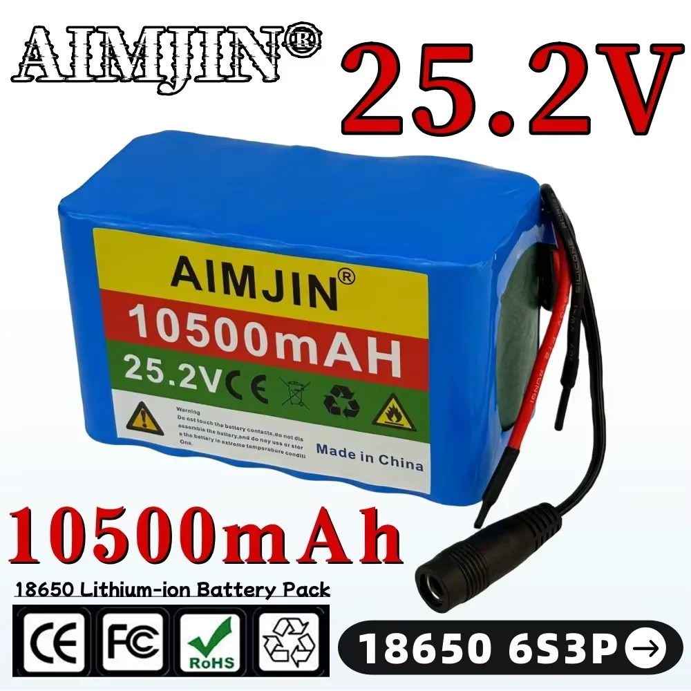 18650 lithium battery 25.2v 10500mAh 6s3p Battery pack , suitable for electric bicycles, scooters, night fishing light