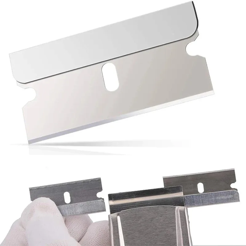 100 stücke Rasierklinge Schaber Metall Glas Kleber Reiniger Entferner Messer Ersatz Carbon Stahl Schaber Klingen Auto Tönung Werkzeug