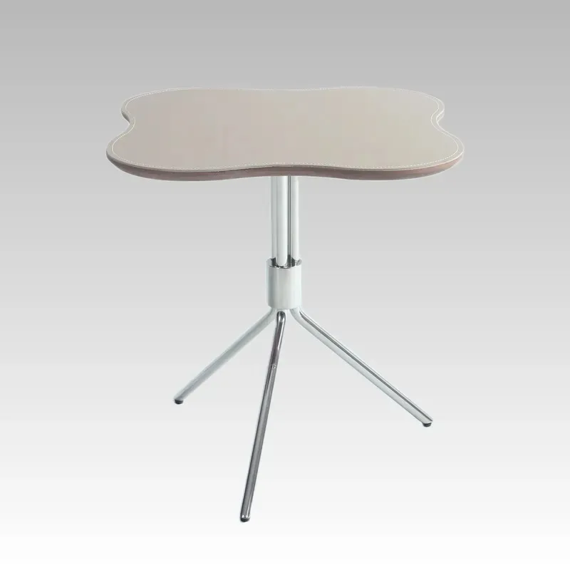 Modern minimalist factory wholesale saddle leather top stainless steel side table