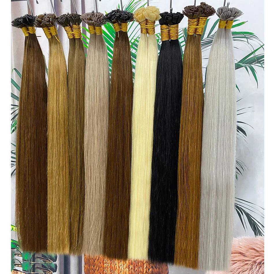 

500g Flat Tip Hair Extensions Remy 100% Human Hair Straight Keratin Capsules Pre Bonded Hairpieces for Salon Professional Use