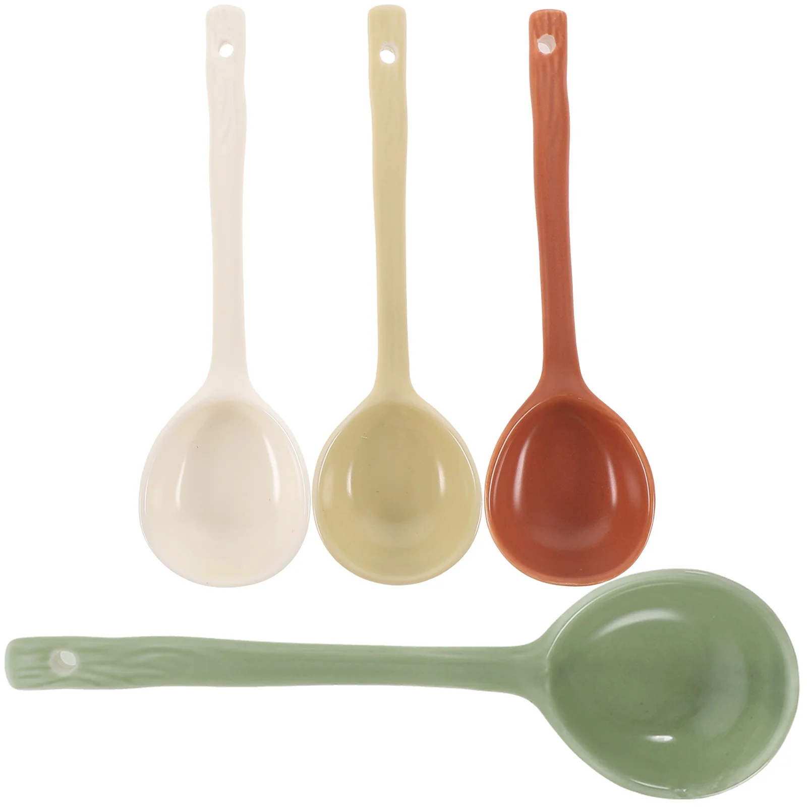 

4Pcs Ceramic Soup Spoons Household Multi-Function Dinner Spoons Compact Delicate Food Spoon for Hot Soup Porridge