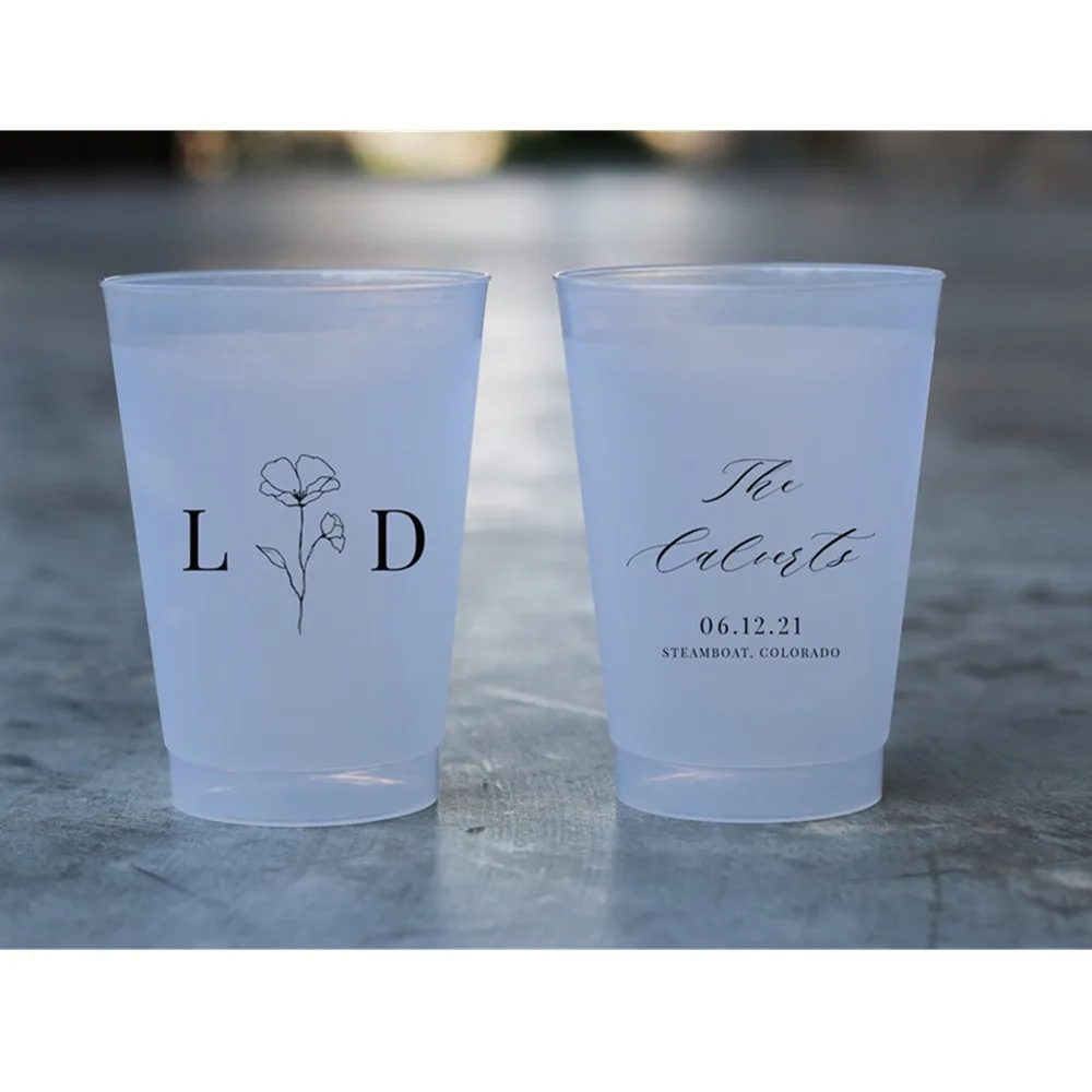 

Customized Frosted Shatterproof Flex Cups, Personalized Wedding Favor Cups