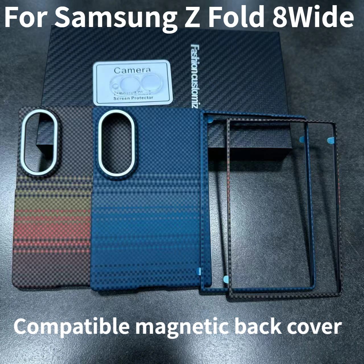 For Samsung Galaxy Z Fold8 Wide Carbon Fiber Texture Magnetic Phone Case Aramid 600D Shockproof Compatible For Samsung Z Fold8