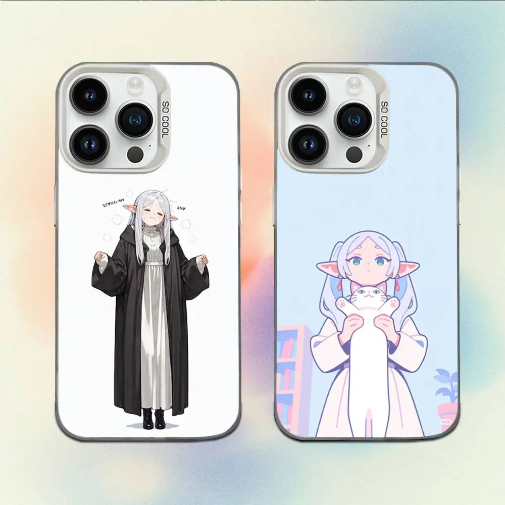 

Anilist badge Frieren Phone Case For iPhone 16,15,14,13,12,11,Mini,Pro,E,MAX White Candy Matte Shockproof Cover