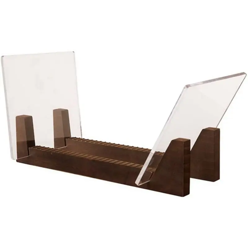 Vinyl Record Storage Holder Large Capacity Acrylic Ends Display Stand Wooden LP Vinyl Album Desktop Rack Top-Rated