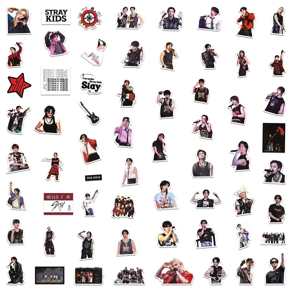 60 قطعة من ملصقات دفتر SKZOO للرجال من Stray Kids World Tour المختلطة للعضلات مقاومة للماء لتزيين كوب الماء ملصقات محيطة #2