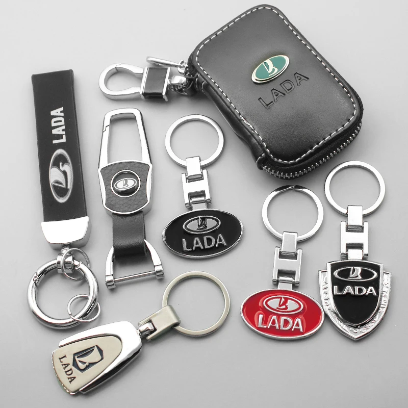 Metal/Leather 3D Car Logo Keychain Key Ring Chain For Lada Priora Sedan Sport Kalina Granta Vesta Niva 211 Tools Car Accessories