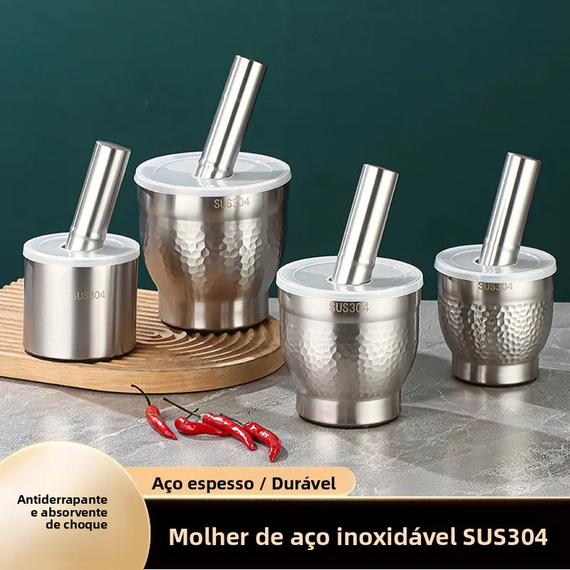 manual-stainless-steel-304-garlic-smasher-sun-protection-sleeve-grinding-medicine-mortar-traditional-chinese-kitchen-tool