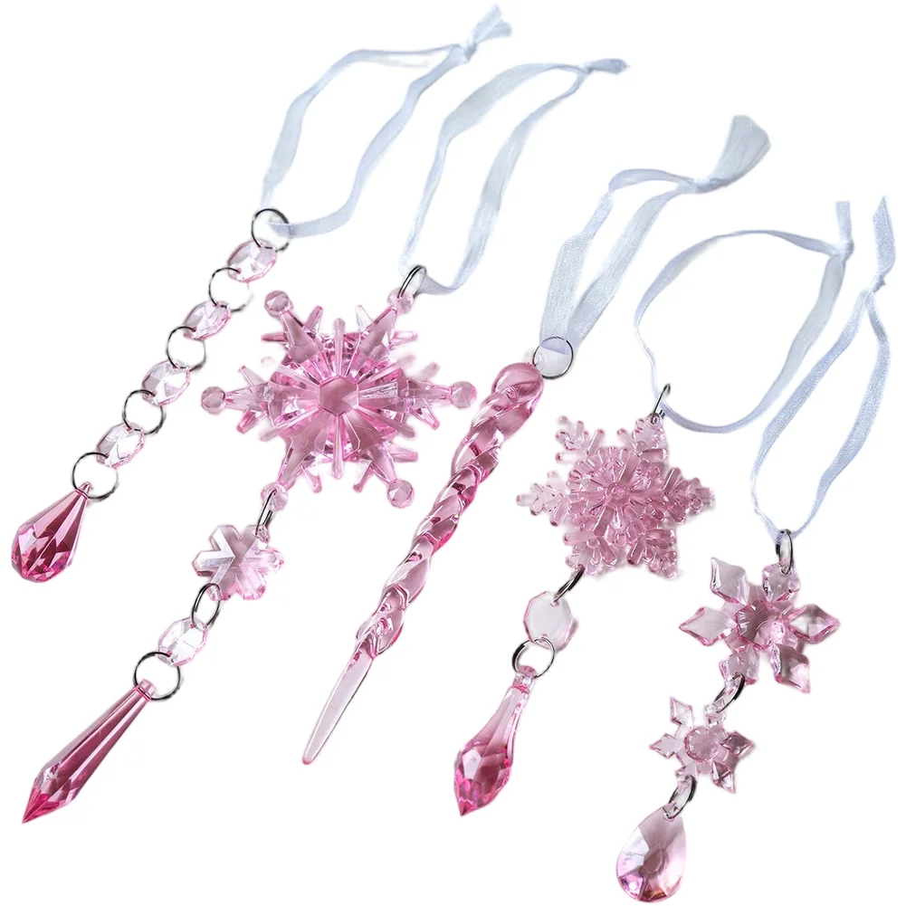 

Christmas Decorations 5PCS Transparent Acrylic Snowflake Ice Hanging Ornaments Icicle Pendants Acrylic -Crystal Clear Xmas Tree