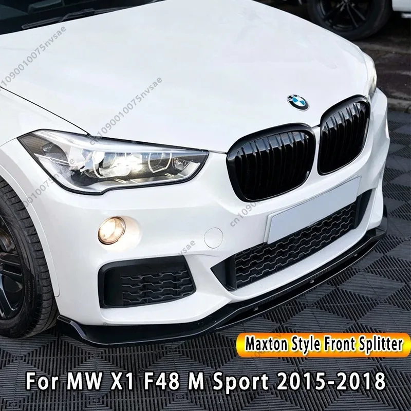 Maxton Style Frontsplitter für BMW X1 F48 M Sport 2015-2018 4-teilig Auto Frontstoßstange Lippe Splitter Diffusor Schutz Bodykit Tuning
