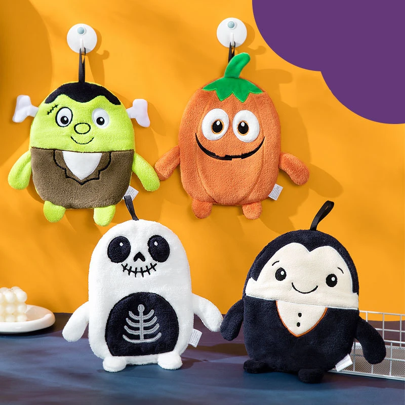 Halloween Hand Towels, Super Soft Coral Fleece Grip Towels, Highly Absorbent & Quick-Dry Kitchen, Bath Towels for Kids