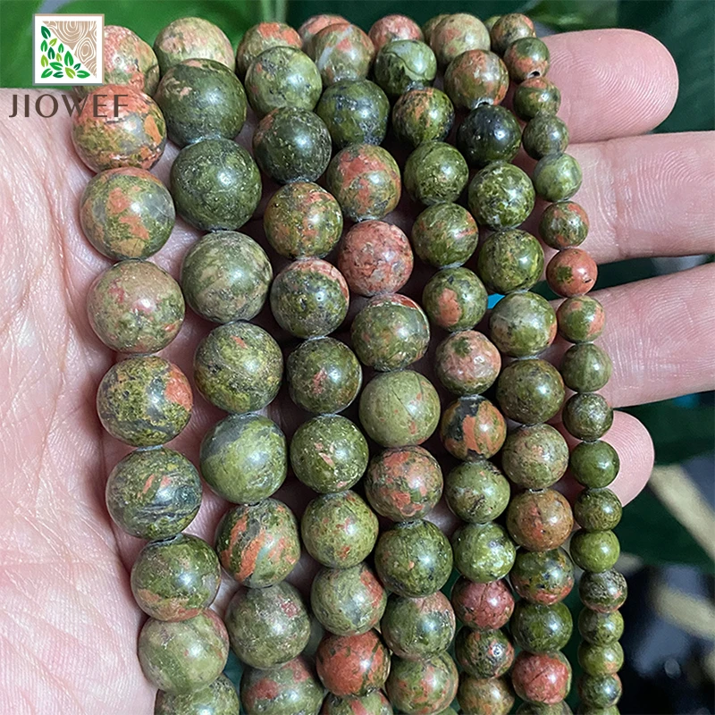 Unakite Floriated Round Loose Beads Natural Stone Beads For Jewelry Making DIY Bracelet Earring Accessories 4 6 8 10 12 14MM