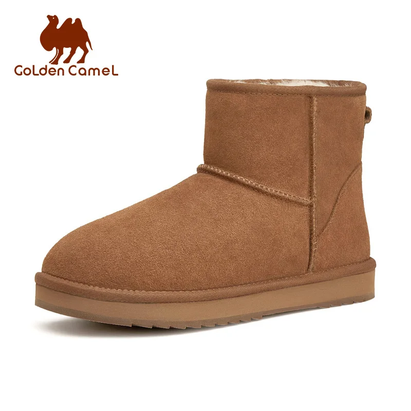 GOLDEN CAMEL Men\'s Shoes Winter Wool Cold-proof Couple Ankle Boots Plus Velvet Cotton Shoes Warm Thick Snow Boots for Men 2024