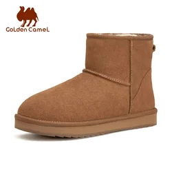 GOLDEN CAMEL Men's Shoes Winter Wool Cold-proof Couple Ankle Boots Plus Velvet Cotton Shoes Warm Thick Snow Boots for Men 2024