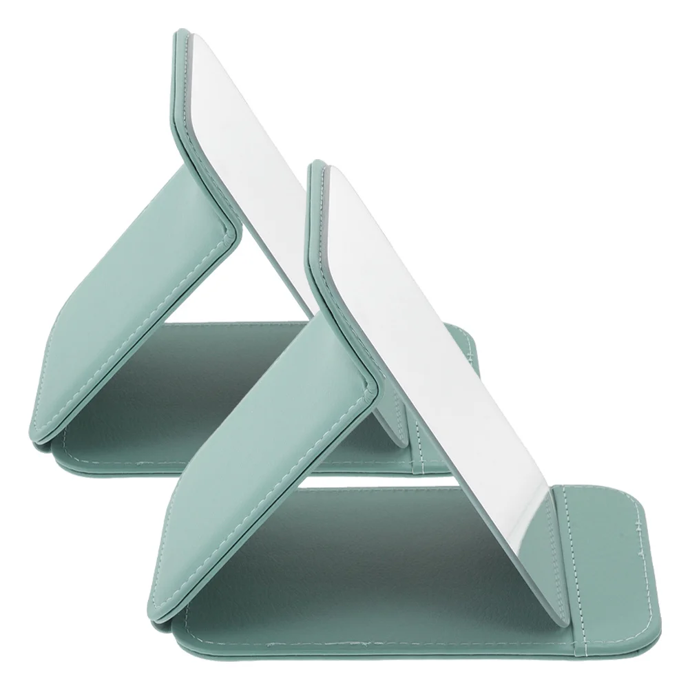 2 Stück tragbarer, zusammenklappbarer Make-up-Spiegel, kompakt, leicht, faltbar, Ständer, Reise-Kosmetikspiegel für Schreibtisch, Wohnheim, Schlafzimmer, Badezimmer