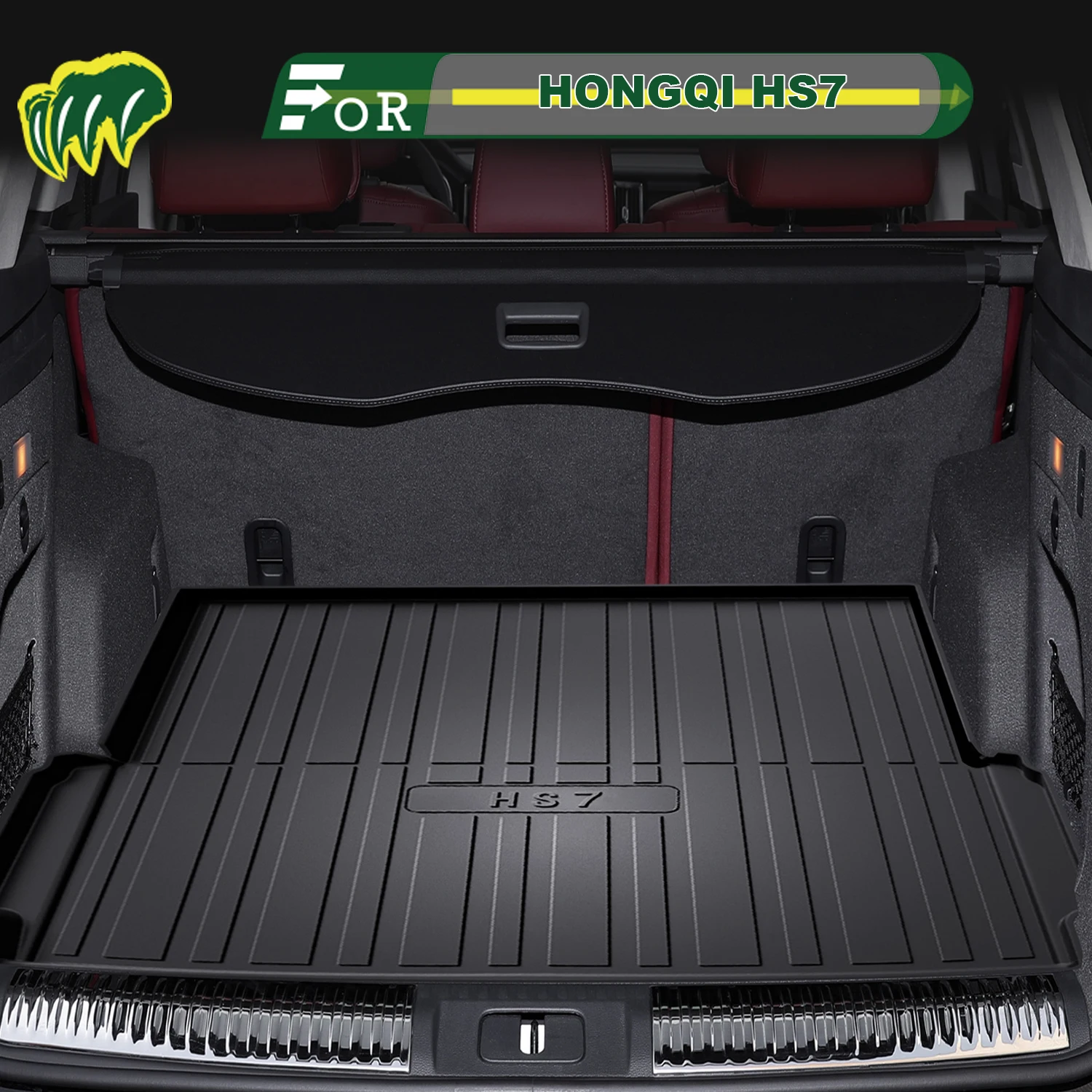

For HONGQI HS7 2023-2025 TPE Custom Fit Car Trunk Mat All Season Cargo Mat 3D Shaped Trunk Liner Rear Trunk Protection Mat
