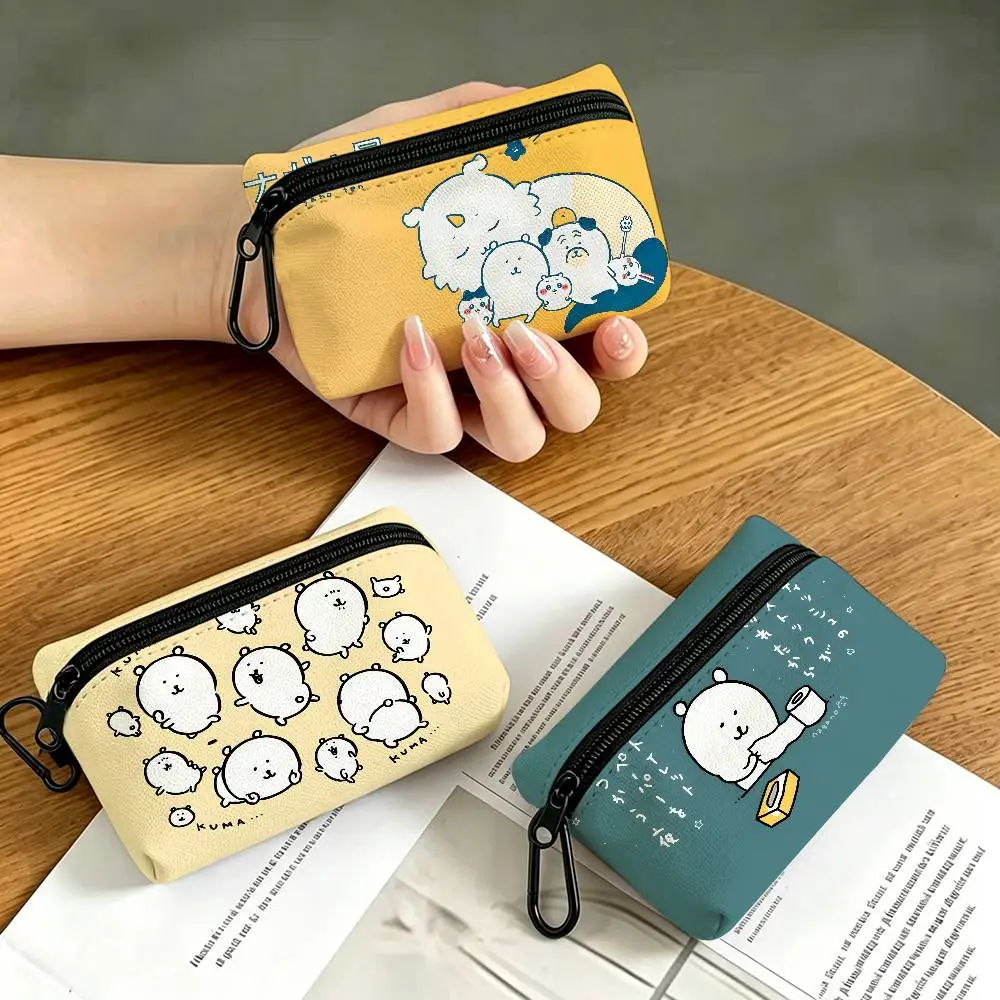 J-Joke-Bear Whimsical-Odd Mini Hanging Oxford Cloth Coin Bag Durable Zipper Key Card Pouch With Carabiner
