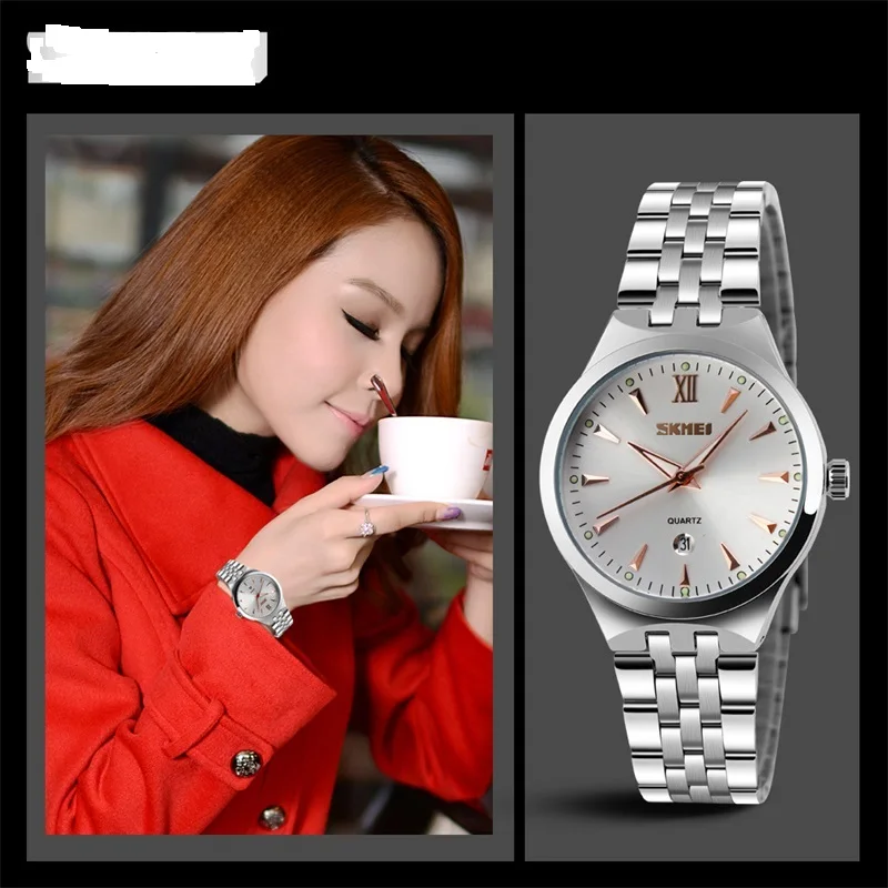 New Men Stainless Steel Band Alloy Quartz Watch 30M Water Resistant Simple Design Wristwatches for Couples