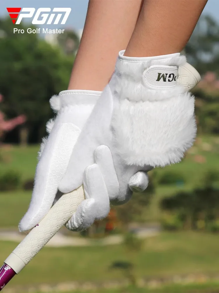 PGM ST033 Autumn and Winter Golf Gloves for Women with Thickened Rabbit like Plush Warm Gloves for Both Hands Set