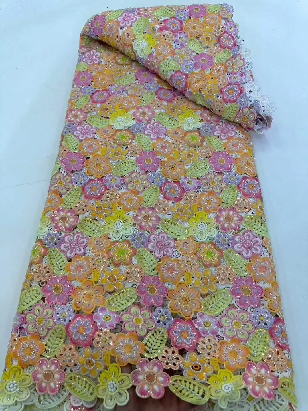 

2026 Premium African Guipure Cord Lace With Beads Nigerian Luxury Evening Dress Pure Water Soluble Lace Fabric For Woman Asoebi