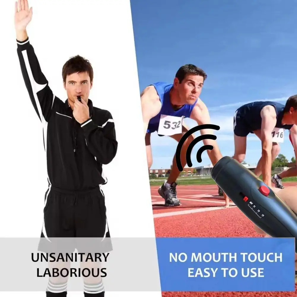 3가지 사운드 효과 전자 호루라기 충전식 코치 호루라기 끈 포함 학교 교사 스포츠 호루라기 야외 하이킹용