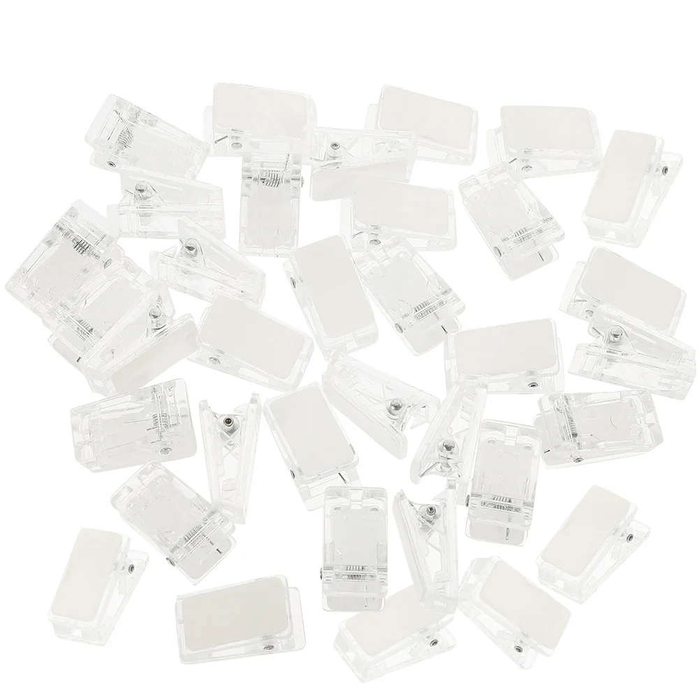 

25 Pcs ID Holder Clear Paper Clips Tapestry Adhesive Badge Double Sided Mini Self Hanging for Photo Stationery