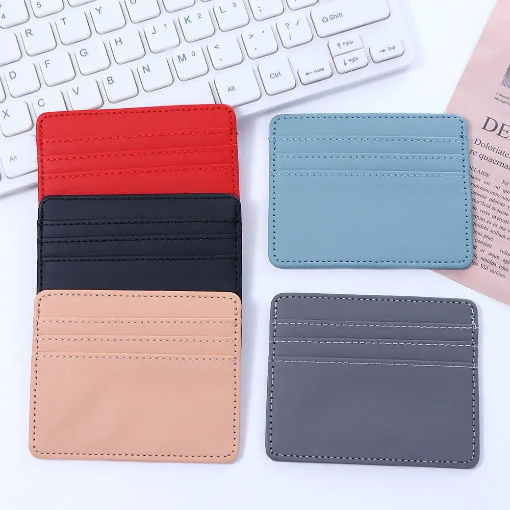 

PU Leather Candy Color ID Card Business Bank card Multi Slot Card Holder Slim Billfold Short Purse Women Men Short Wallet