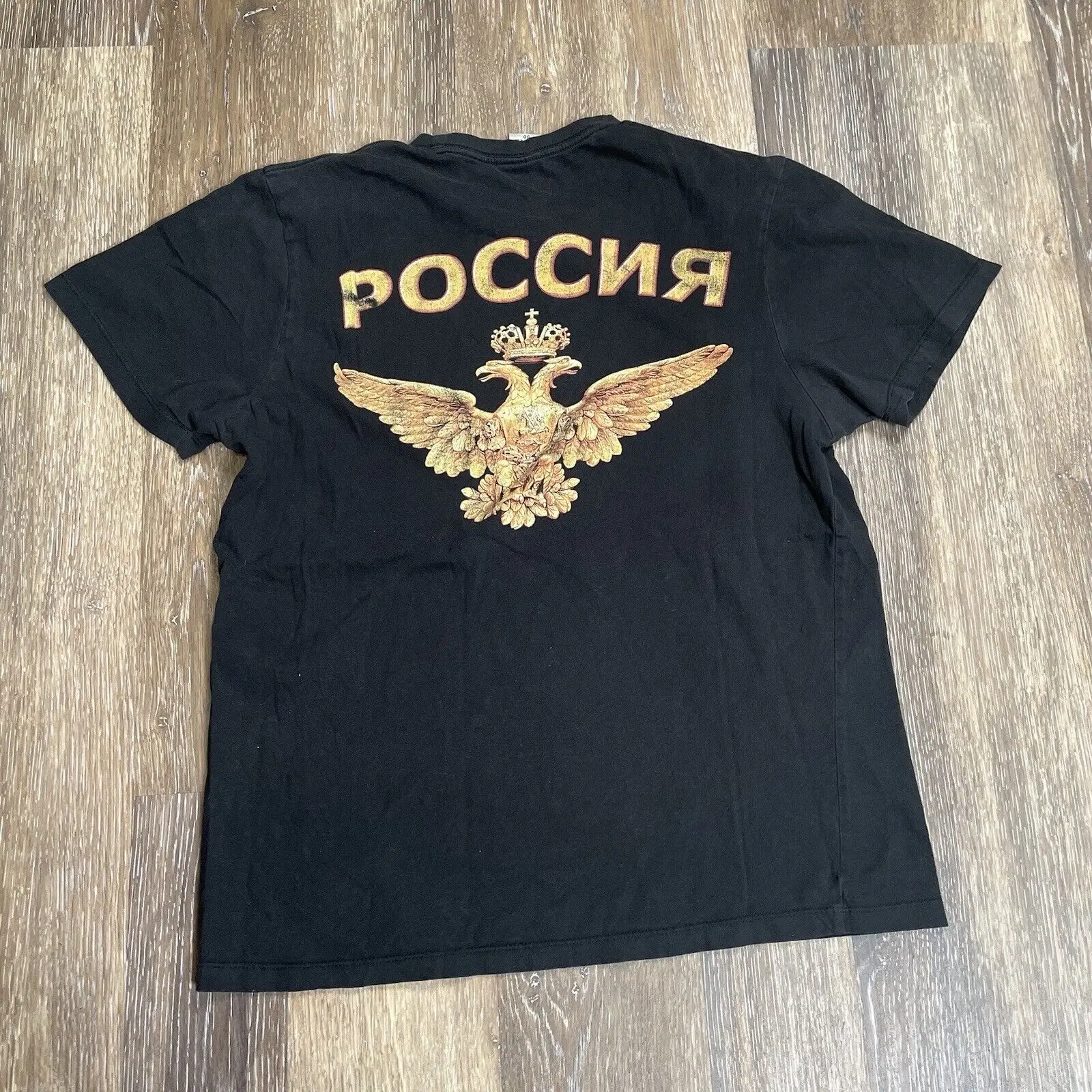 Russia Special Forces Military Black Mens T-shirt Short Sleeve Front and Back Print T Shirt