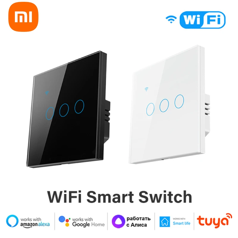 Xiaomi WiFi Smart Switch 1/2/3/4 Gang EU Light Switch Need Neutral Wire Tuya Smart Life APP Control Support Alexa Google Home