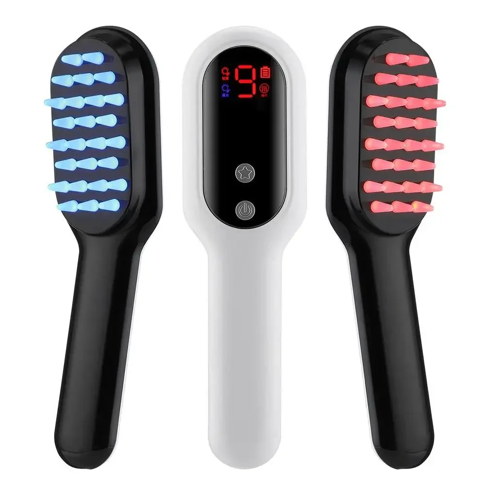 Red Blue Light vibratings massages hair gross comb LED Anti Hair Loss Scalp Maassagers Brush / Head Meridians Massages Device