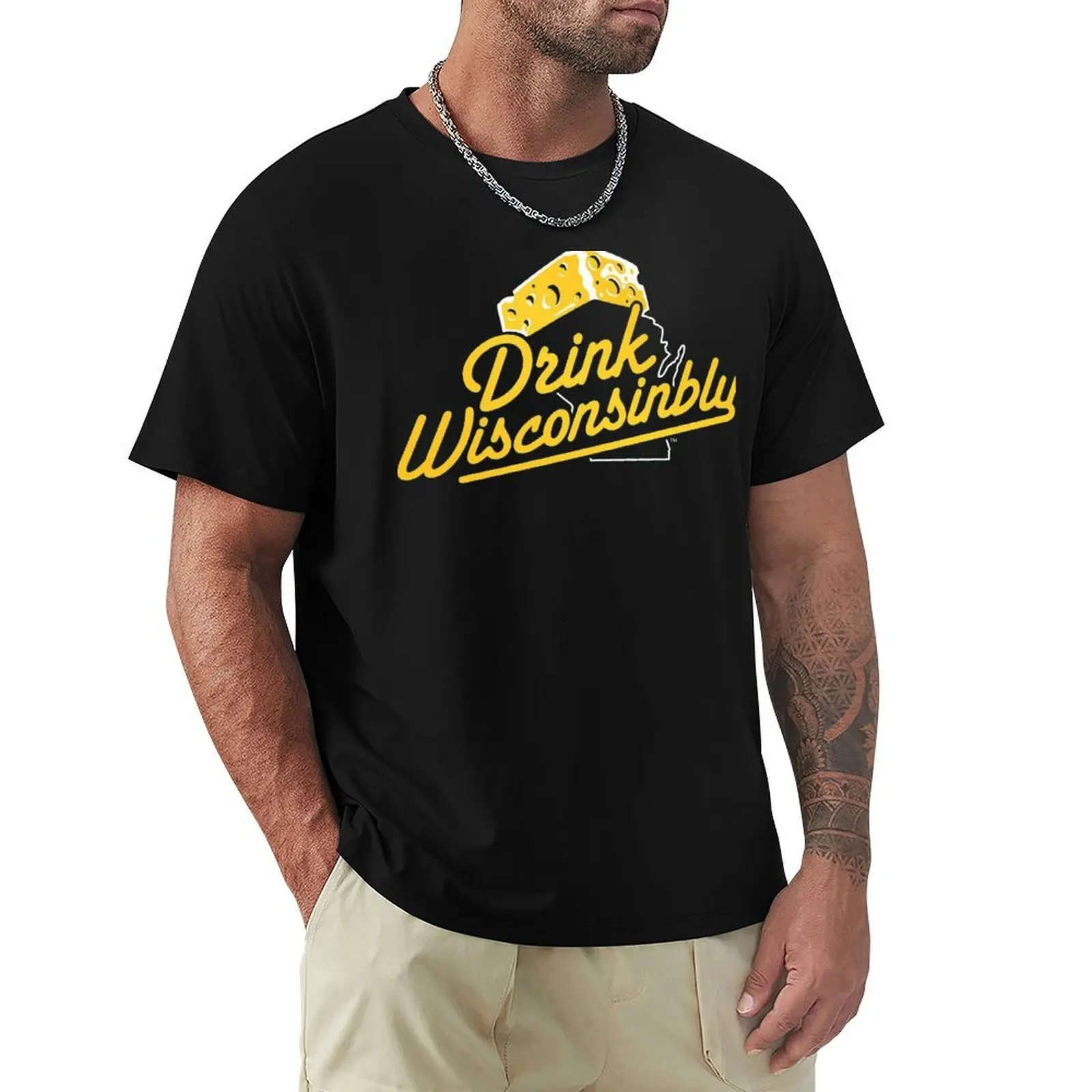 

Drink Wisconsinbly Cheddarhead T-Shirt topping croswit shirt man funny shirt cotton mens graphic t-shirts