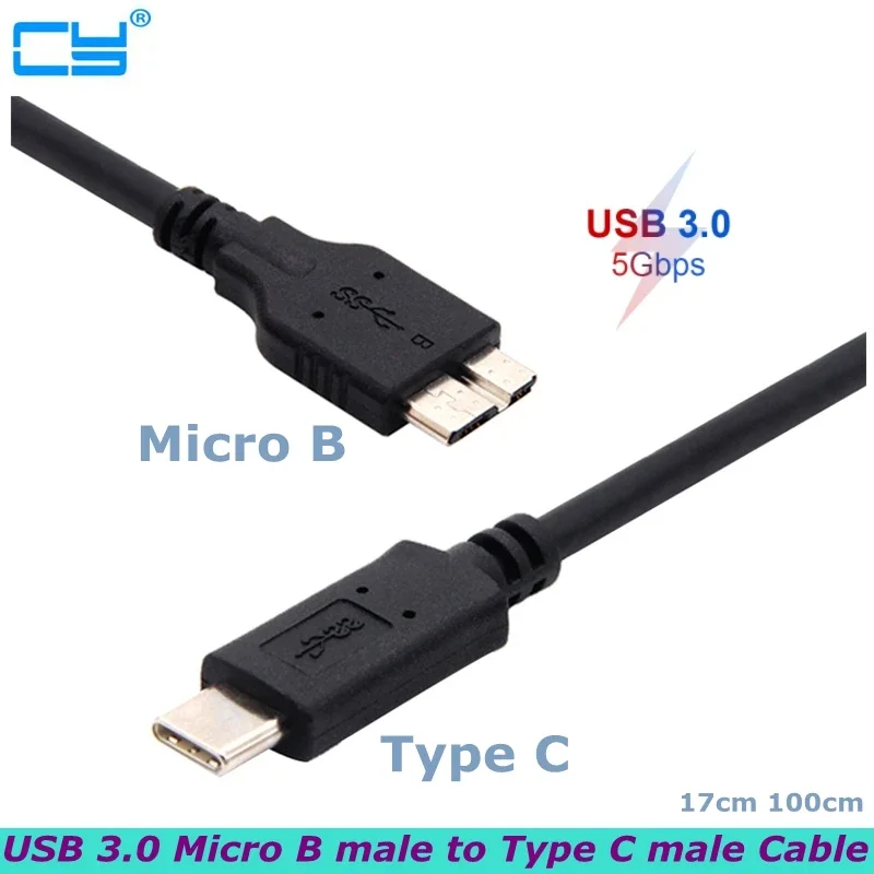 External Hard Drive Cable Cord to USB C/USBC to Micro B | For Seagate, WD My Passport, Toshiba Canvio, LaCie, Maxone