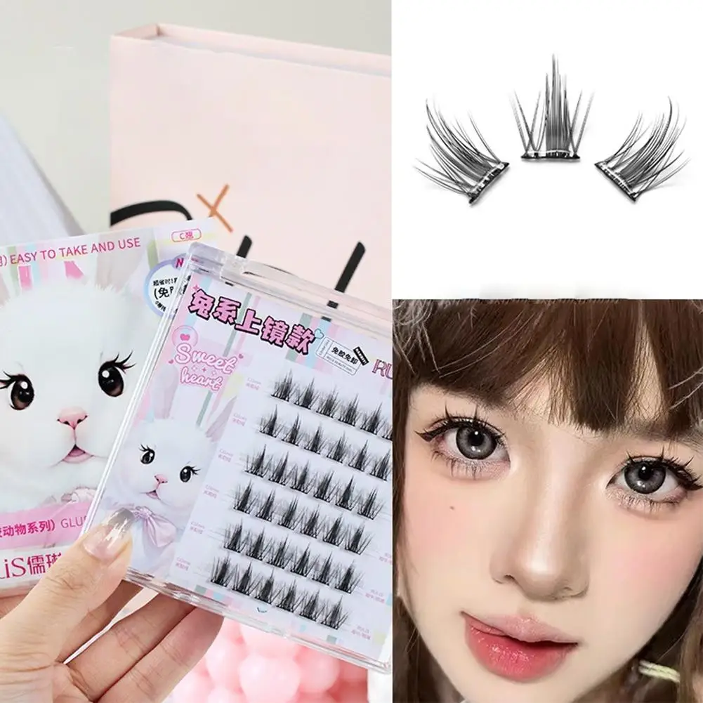 Geen lijm Valse wimperextensions Clusterwimpers Herbruikbare wimperverlengingsset Valse wimpers Lijmvrij dierenthemaontwerp