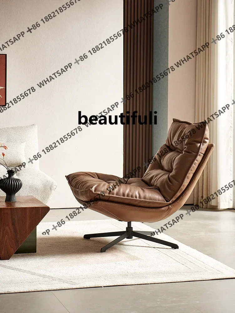 K182Minimalist 360 swivel single sofa living room balcony casual home light luxury high leather chair