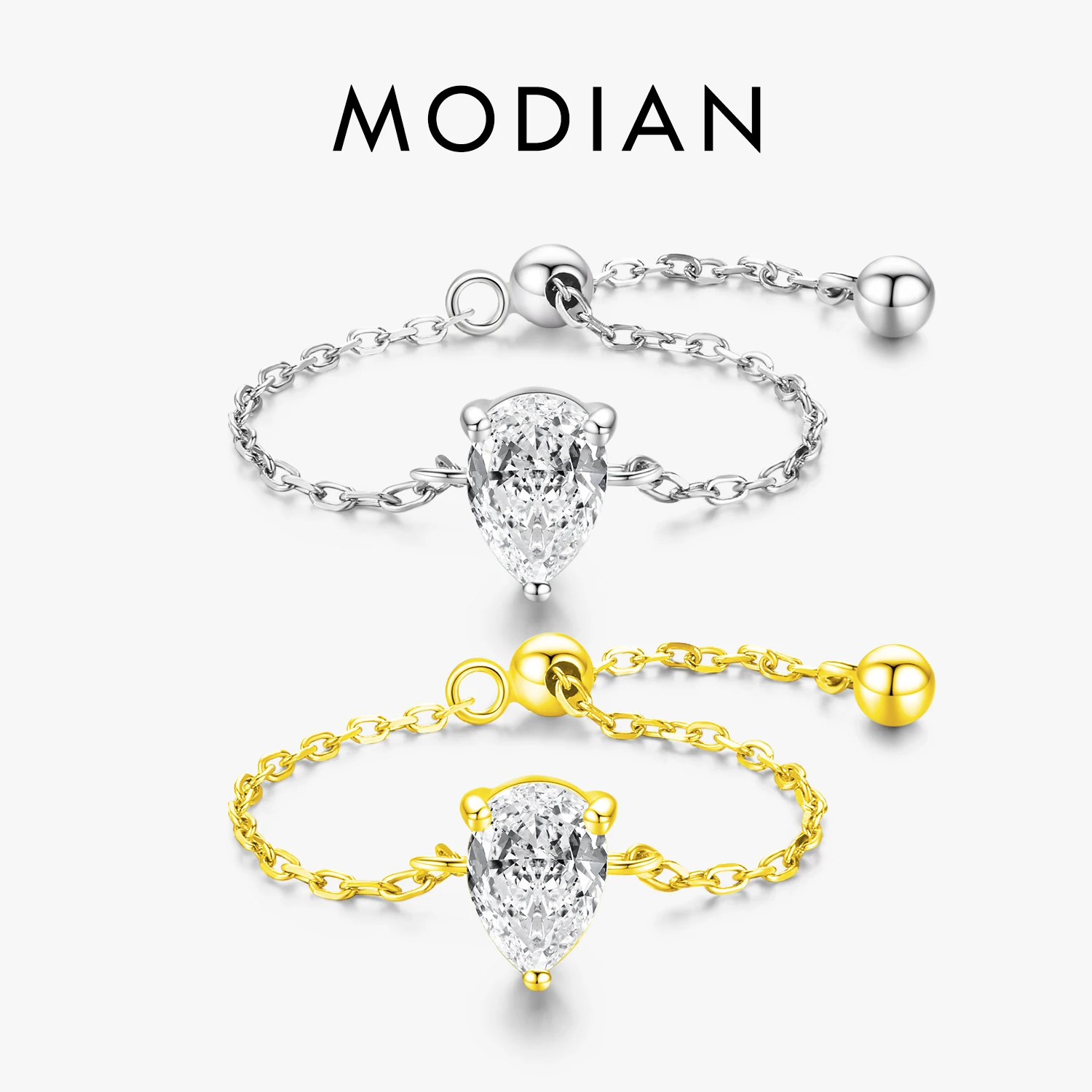 Modian Gold Color Trendy 925 Sterling Silver Water Drop Clear CZ Kobiece pierścionki zaręczynowe dla kobiet Biżuteria zaręczynowa ślubna