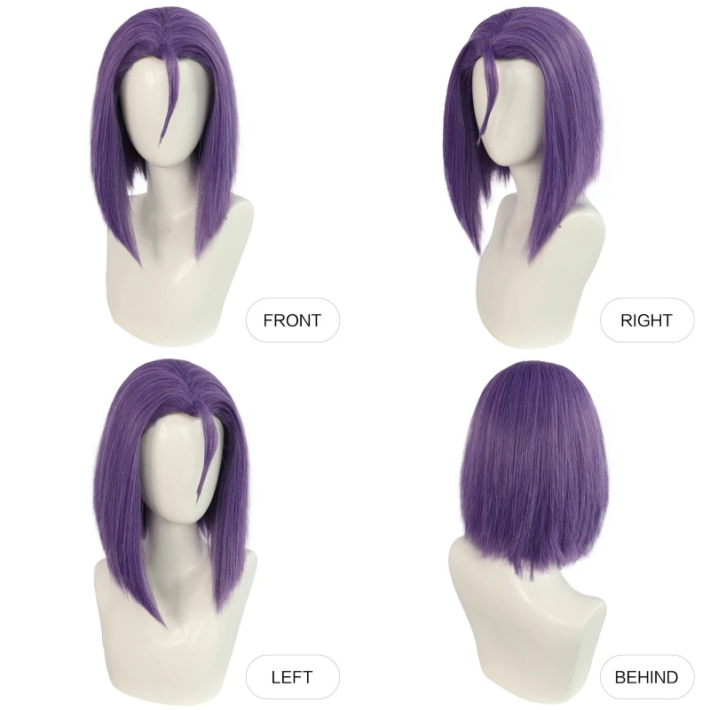

Anime Kojiro Cosplay Wig Purple Short Hair Heat Resistant Synthetic Fiber With Rose Net Anime Cosplay Wig Halloween Daily Wig