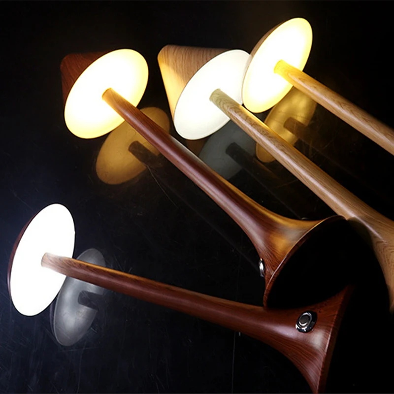 Promotion! Restaurant Table Lamp Bedroom Night Light Dimming Touch Imitation Wood Grain LED Night Light