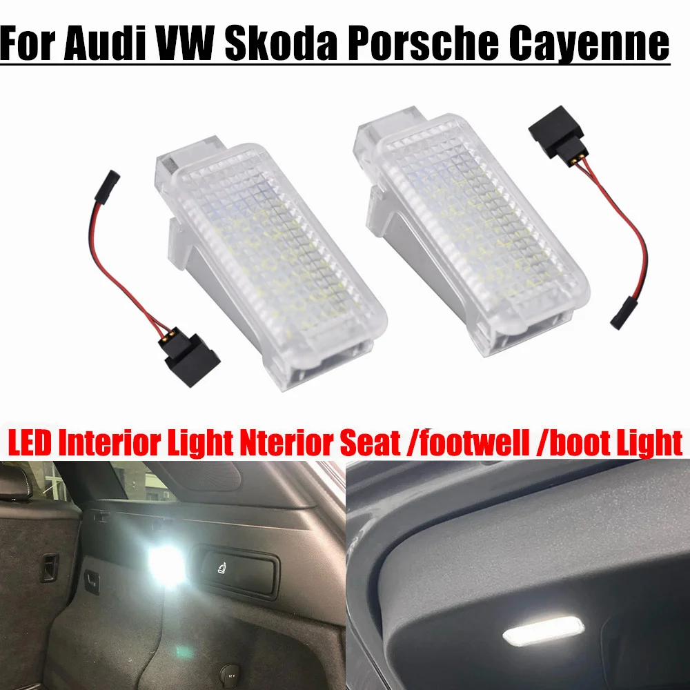 2pcs White LED Courtesy Under Door Footwell Light Trunk Lamp For Audi Skoda Fabia Octavia VW Golf Porsche 3B0947415