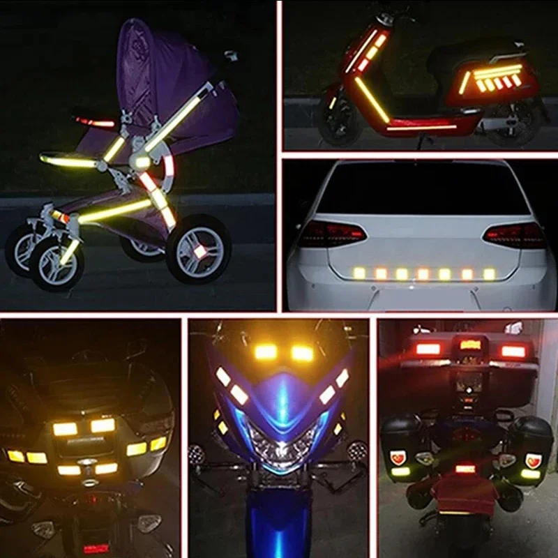 10pcs 3*8cm Car Bumper Reflective Stickers Reflective Warning Strip Tape Secure Reflector Stickers Decals Safety Warning