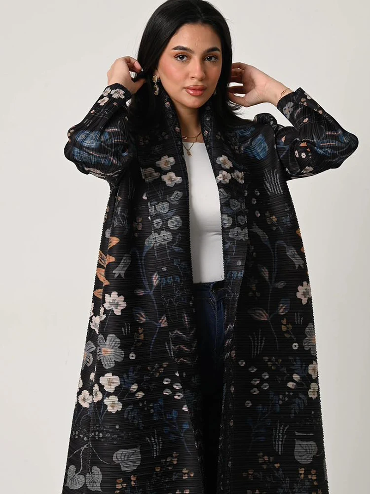 KAF Dubai Abaya Luxus Abend Mantel Frauen Formale Robe Eid Abaya Ramadan 2025, Weibliche Plissee Strickjacke Langarm Graben Mäntel