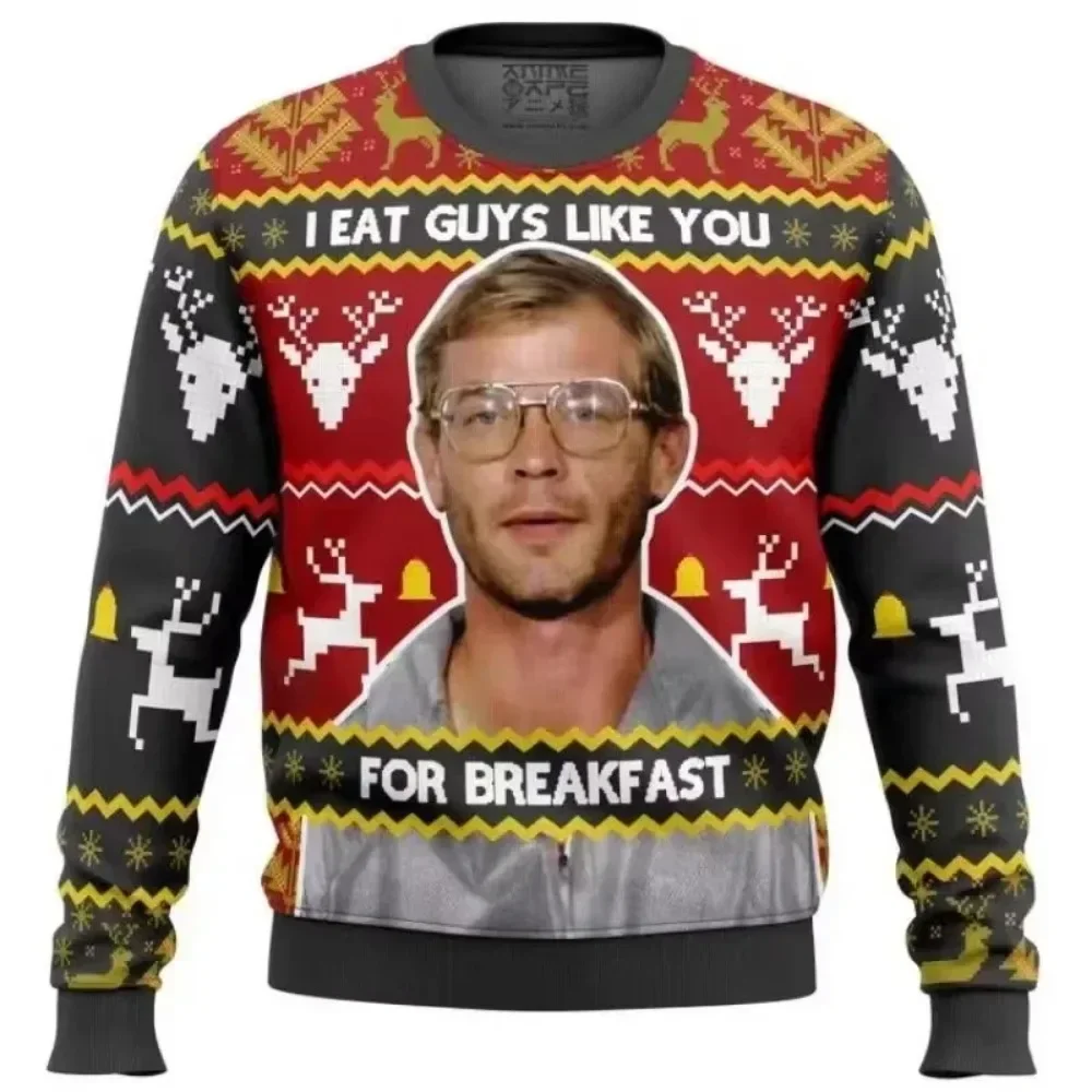 2025 New Fashion Couple Sweatshirt Jeffrey Dahmer Ugly Christmas Sweater Anime Women Men Pullover Top Long Sleeve Kid's Sweater